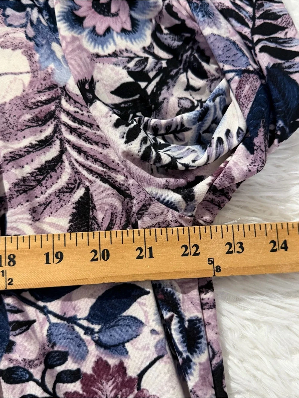 Cocomo Womens 3/4 Sleeve Floral Top Size 3X Purple Blue Office Career Stretch - Picture 5 of 8